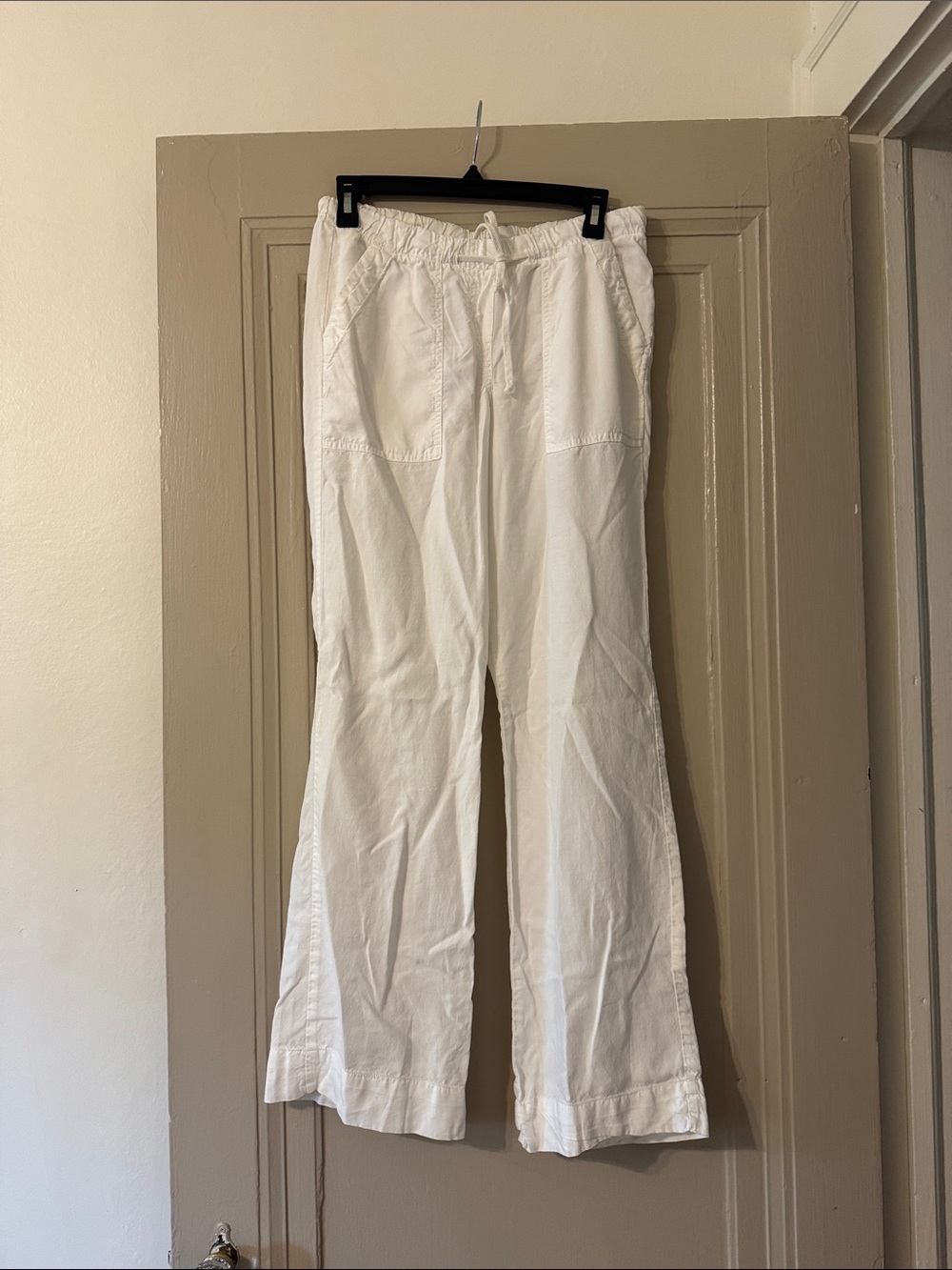White Drawstring linen Pants